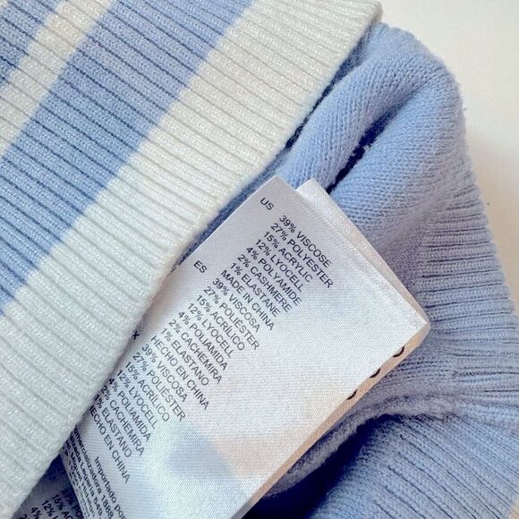 Sandro Paris Opera 'LOVE' Varsity Striped Cardigan Sweater Blue & White L - Picture 16 of 16